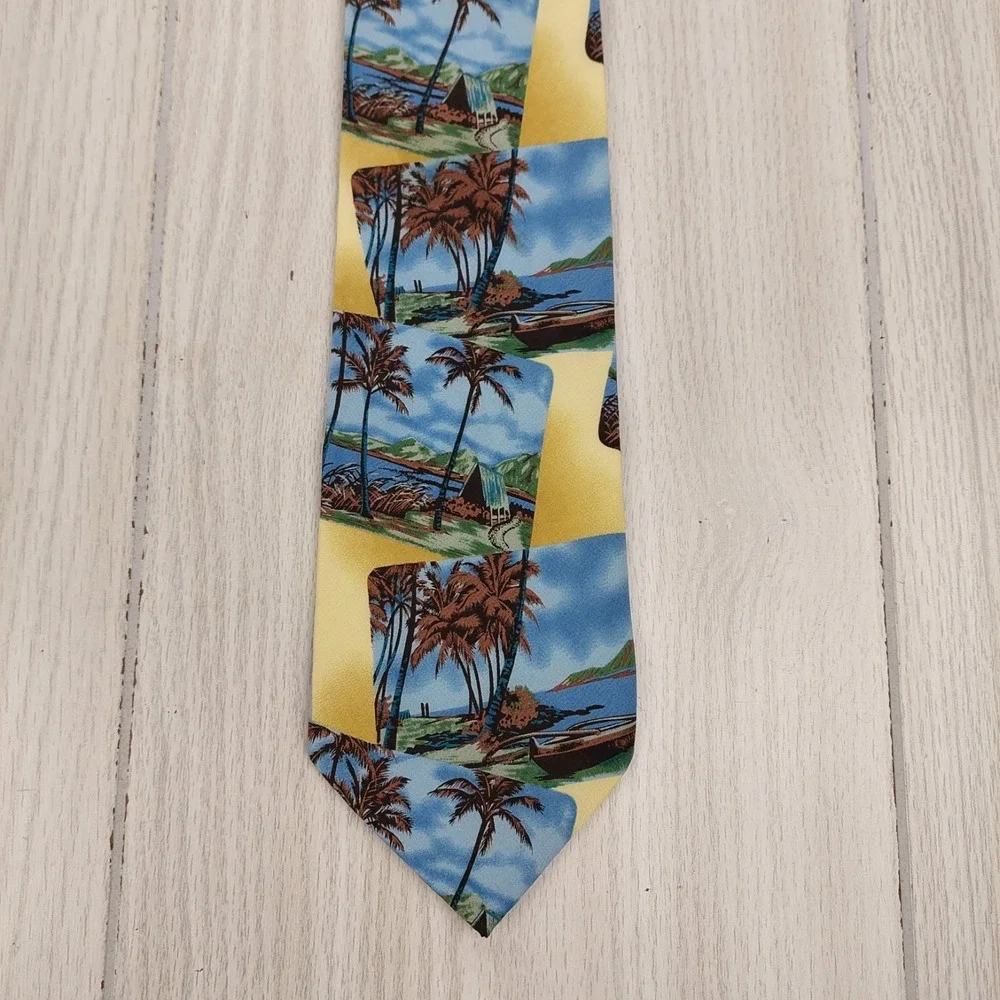 Tommy Bahama Necktie Tie‎ Silk Tropical Palm Tree Hawaiian Beach Vacation Travel